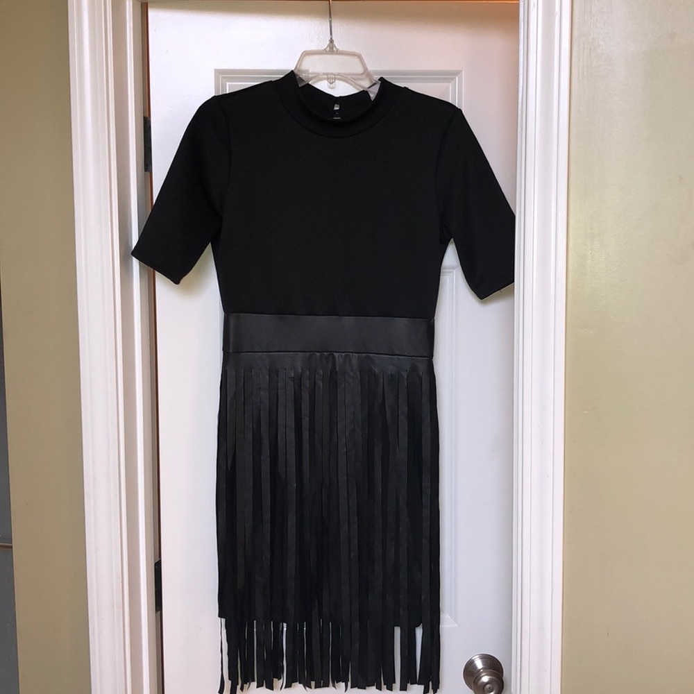 Black Fringed Mini Dress